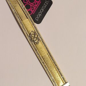paparazzi Gold Rhinestone-Trim Wrap Bracelet with Heart Infinity Accent